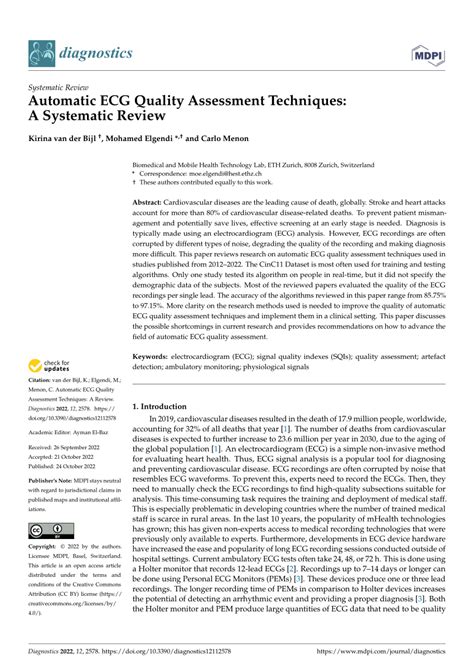 validity of ecg result|Automatic ECG Quality Assessment Techniques: A Systematic .